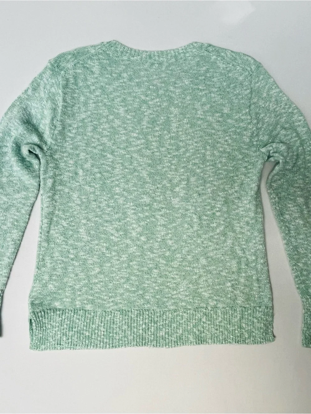 J.Crew Women Green Mint Mélange Cotton Blend Pullover Crew Neck Sweater Size XS